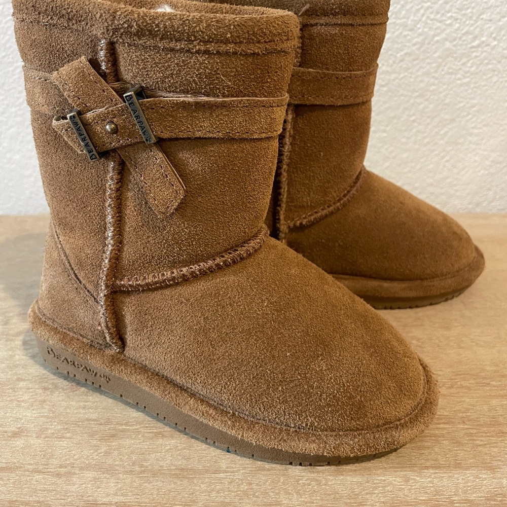 BearPaw Tan Suede Buckle Boots